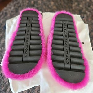 Brandon Blackwood Mink slides, pink, size M/L